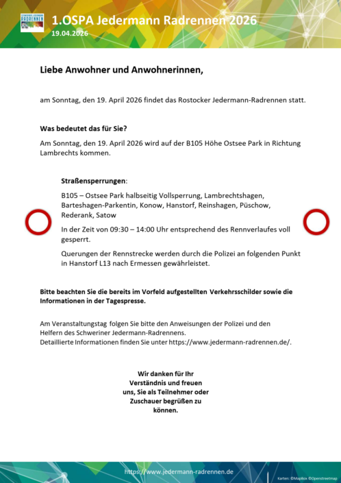 1. OSPA Jedermann Radrennen – Informationen S1